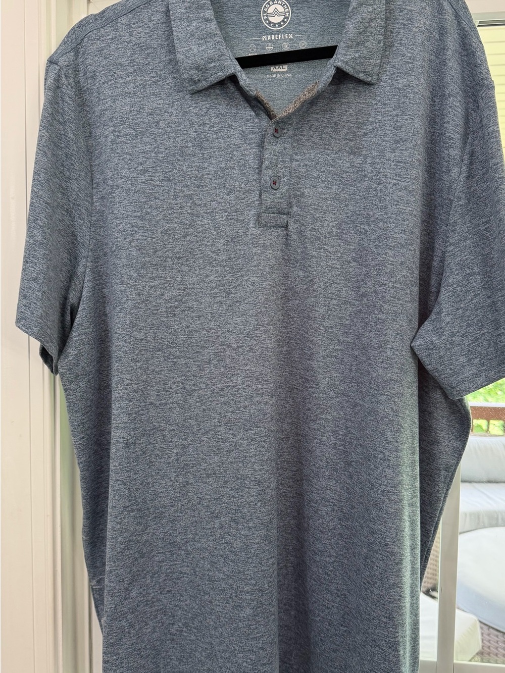 Heathered Blue Gray Men’s Polo - Flag and Anthem